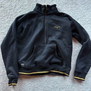 Kimes Ranch Black Zip-Up Sweater with Yellow Trim